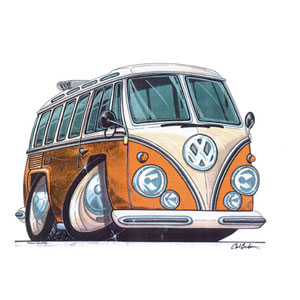 VW split screen Camper - Orange Kids T-shirt