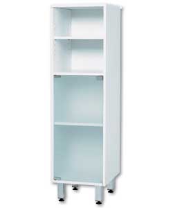 Medium height freestanding unit in white finish.Sq