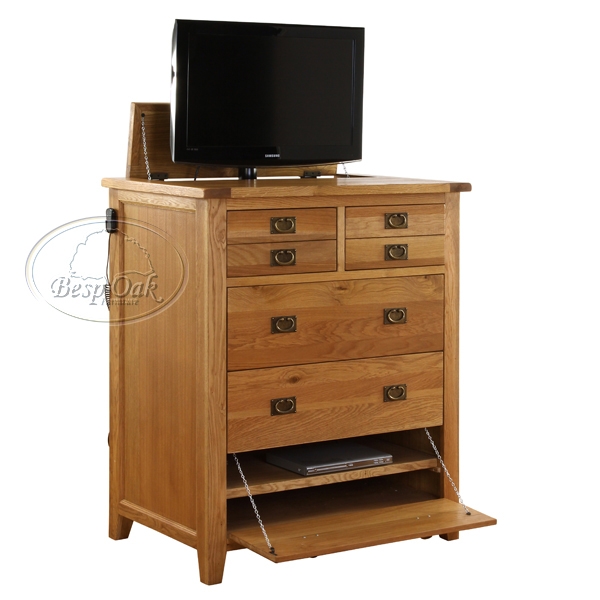 Plasma Oak 5 Drawer Chest with TV Lift