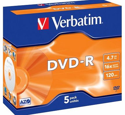 43519 4.7GB 16x DVD-R Jewel Case - Matt Silver (Pack of 5)