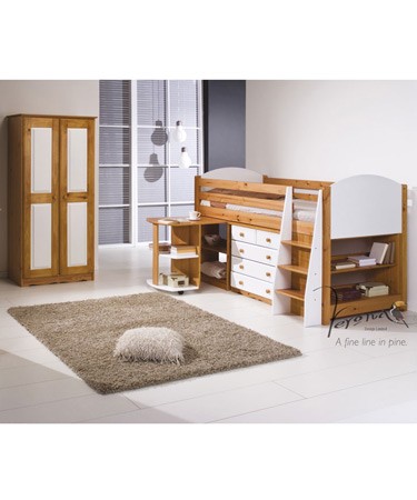 White Midsleeper with Wardrobe