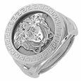 Medusa - Men` Engraved Round White Gold Ring