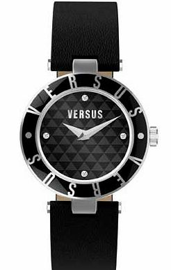 Ladies Black strap Logo Watch