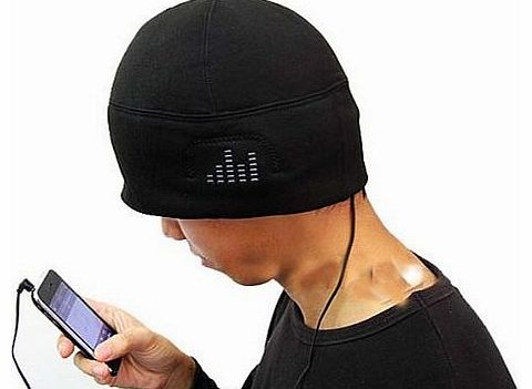 Vococal Winter Beanie Cap Hat With Headphone Earphone 3.5mm Black