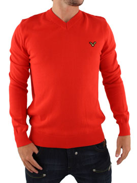 Red Harrison V Neck Knit