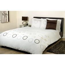 Orbit Duvet Set Embroidered Cream/Chocolate