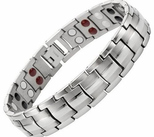 Mens New Four Element Titanium Magnetic Bracelet In Black Velvet Gift Box + Free Link Removal Tool