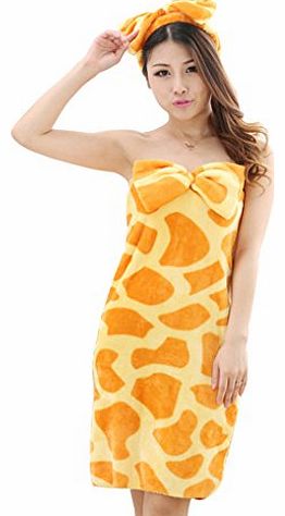 Womdee Deer Print Women Plus Size Robe Spa Bath Shower Terry Wrap Towel With Womdee Accessory