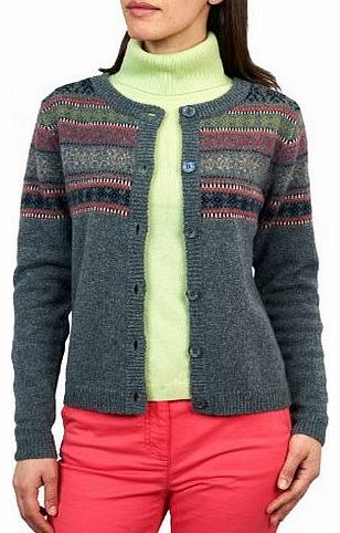 Wool Overs Womens Lambswool Fair Isle Cardigan Mid Grey Marl Extra Large