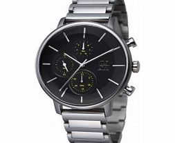 Zoom Mens Lens 7138 Black Silver Watch